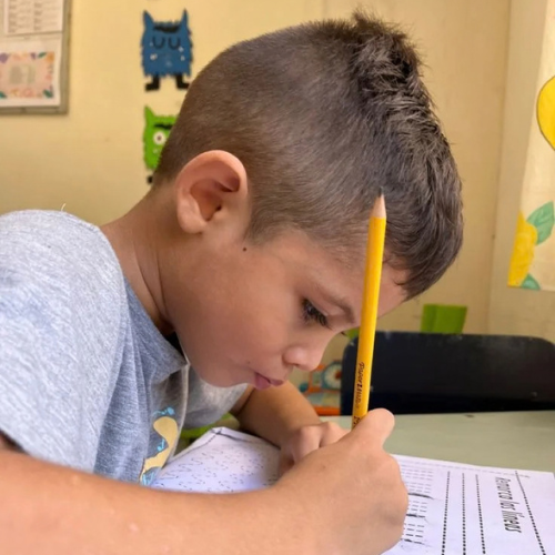 Niño trabajando con las actividades del cuaderno (foto 4 de 6)