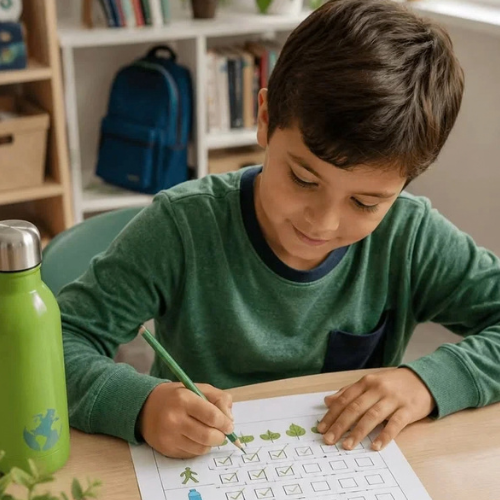 Niño trabajando con las actividades del cuaderno (foto 5 de 6)